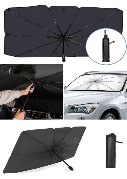 Oto Araba Güneşlik Şemsiye Tip Ön Cam Güneş Önleyici Katlanabilir 135 cm x 80 cm