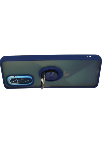 Xiaomi Redmi K40 Kılıf Montreal Yüzüklü Silikon Kapak - Lacivert Glstd