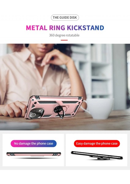 Xiaomi Mi 11 Lite Kılıf Sofya Yüzüklü Silikon Kapak - Rose Glstd