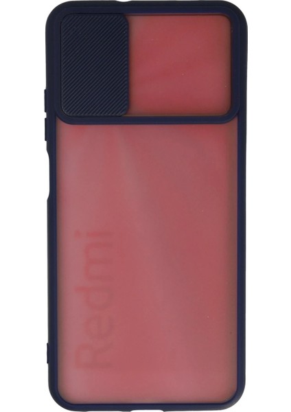 Xiaomi Redmi 9t Kılıf Palm Buzlu Kamera Sürgülü Silikon - Lacivert Glstd