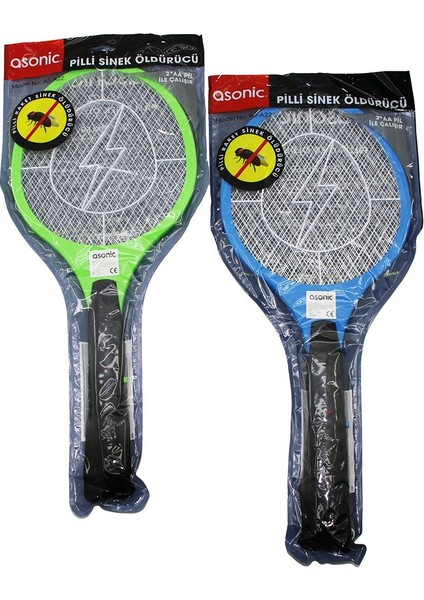 Asonic AS-A22 Pilli Raket Modeli Sinek Öldürücü Cız 2000V 3 Örgü Tasarım 21X50CM