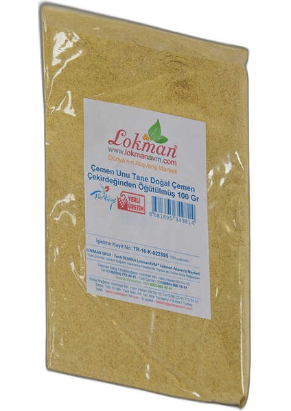 Çemen Unu Tane Doğal Çemen Çekirdeğinden Öğütülmüş 100 gr Paket