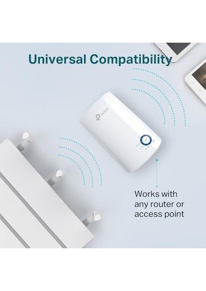 TL-WA850RE, N300 Mbps, 1 Ethernet Bağlantı Noktalı Wi-Fi /hotspot, Access Point Modu, Tüm Wi-Fi Yönlendiriciler ile Çalışır, Wi-Fi 4 Menzil Genişletici