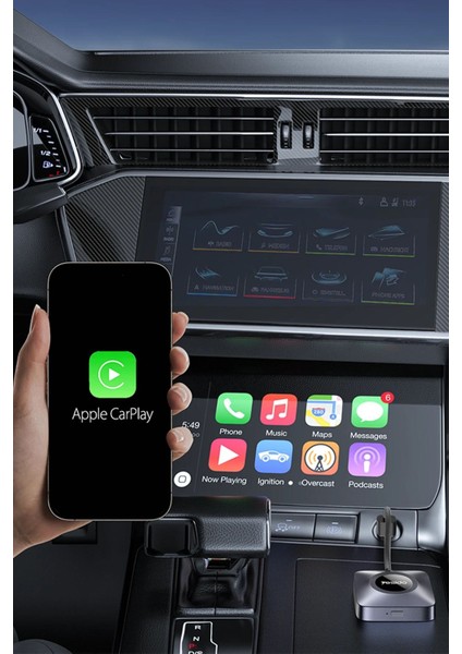 Uyumlu Yesido KM23 2-In-1 Kablosuz Carplay Adaptör (1080P, Type-C To Usb, Bluetooth 5.0, Apple iPhone Uyumlu) - Siyah