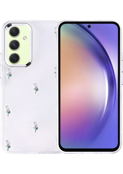 Samsung Galaxy A54 Kılıf Airbag Tasarımlı Simli Şeffaf Lmn Kutup Kapak - Yıldız