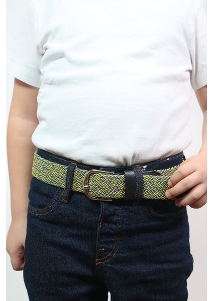 Kids Elastik Örgü Çocuk Kemeri Beyaz Denizci Baskılı