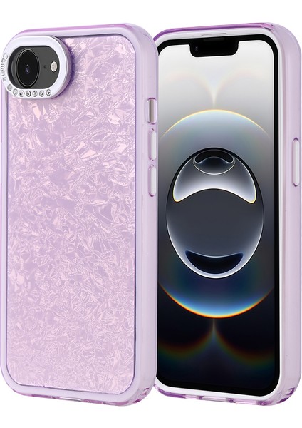 Apple iPhone 16E Kılıf Taşlı Tasarımlı Lmn Kapi Kapak - Lila