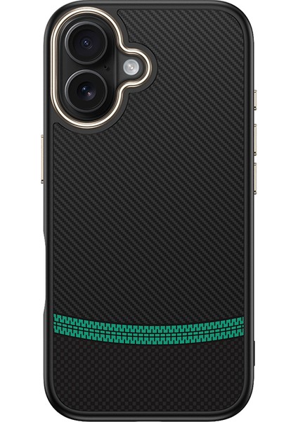 Apple iPhone 16 Plus Kılıf M-Safe Şarj Özellikli Karbon Fiber Görünümlü Lmn Antina Kapak - Mavi