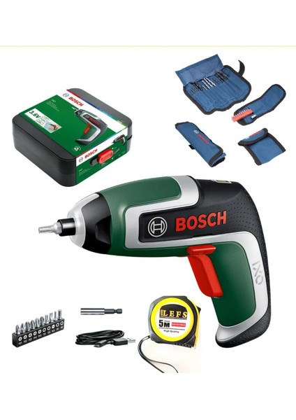 Ixo 7 Akülü Mini Vidalama 3.6 V Şarjlı Tornavida ,bosch 23 Parça Delme-Vidalama Seti ve Metre