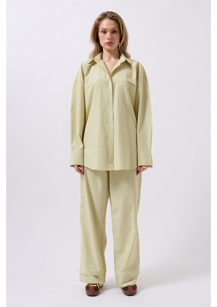 Miracotton Çizgili Cep Detay Gömlek fiyatları