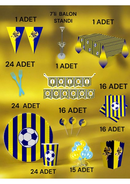 24 Kişilik Lacivert Sarı Taraftar 2xl Paket - Doğum Günü Parti ve Eğlenceli Etkinlikler