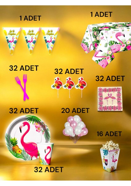 32 Kişilik Flamingo Temalı x l Paket - Doğum Günü Parti ve Eğlenceli Etkinlikler fiyatları