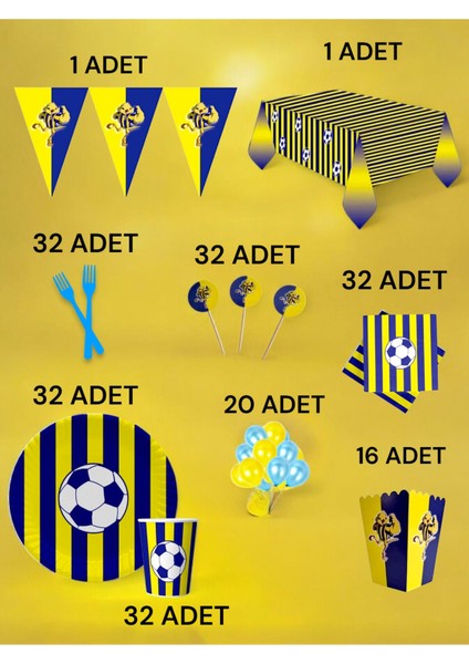 32 Kişilik Lacivert Sarı Temalı x l Paket - Doğum Günü Parti ve Eğlenceli Etkinlikler