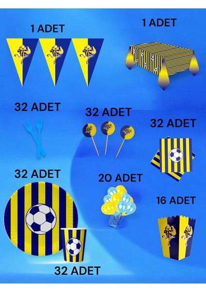 32 Kişilik Lacivert Sarı Temalı x l Paket - Doğum Günü Parti ve Eğlenceli Etkinlikler fiyatları