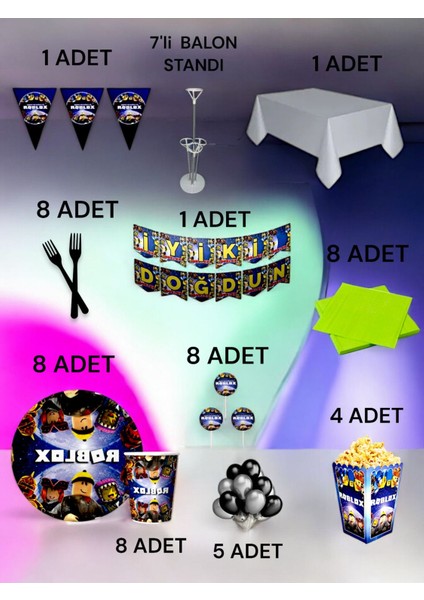8 Kişilik Roblox Temalı 2xl Paket - Doğum Günü Parti ve Eğlenceli Etkinlikler