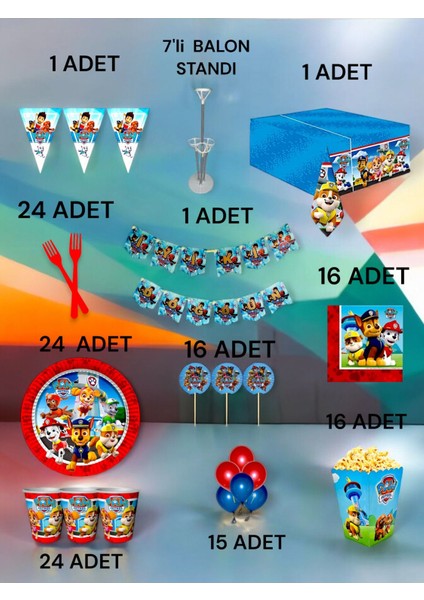 24 Kişilik Paw Patrol Temalı 2xl Paket - Doğum Günü Parti ve Eğlenceli Etkinlikler