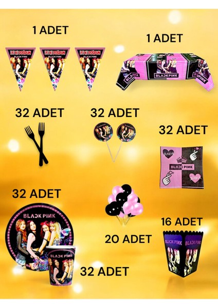 32 Kişilik Blackpink Temalı x l Paket - Doğum Günü Parti ve Eğlenceli Etkinlikler fiyatları