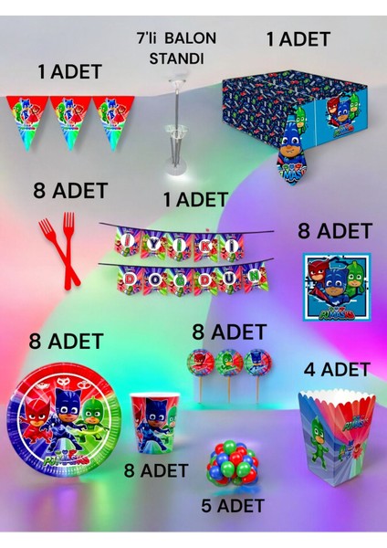 8 Kişilik Pijamask Temalı 2xl Paket - Doğum Günü Parti ve Eğlenceli Etkinlikler