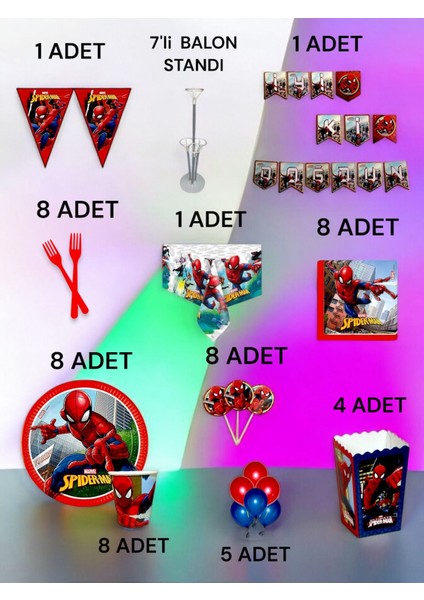 8 Kişilik Spiderman Temalı 2xl Paket - Doğum Günü Parti ve Eğlenceli Etkinlikler fiyatları