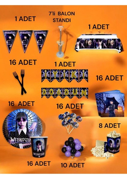 16 Kişilik Wednesday Temalı 2xl Paket - Doğum Günü Parti ve Eğlenceli Etkinlikler fiyatları