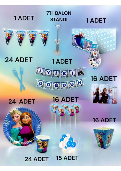 24 Kişilik Frozen Temalı 2xl Paket - Doğum Günü Parti ve Eğlenceli Etkinlikler