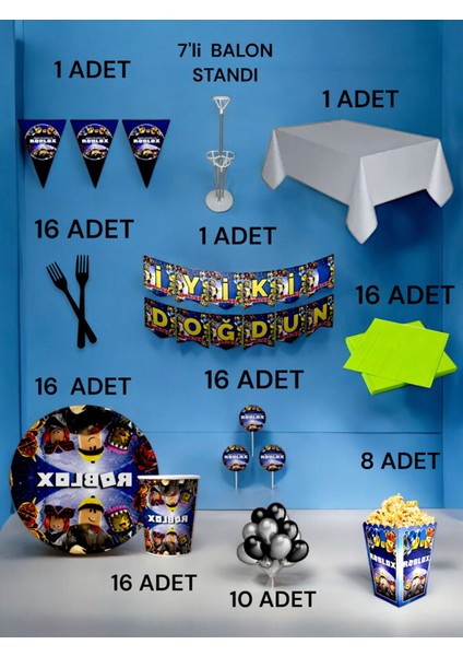 16 Kişilik Roblox Temalı 2xl Paket - Doğum Günü Parti ve Eğlenceli Etkinlikler
