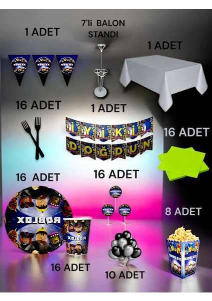 16 Kişilik Roblox Temalı 2xl Paket - Doğum Günü Parti ve Eğlenceli Etkinlikler fiyatları