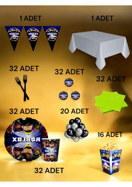 32 Kişilik Roblox Temalı x l Paket - Doğum Günü Parti ve Eğlenceli Etkinlikler fiyatları