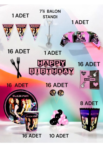 16 Kişilik Blackpink Temalı 2xl Paket - Doğum Günü Parti ve Eğlenceli Etkinlikler