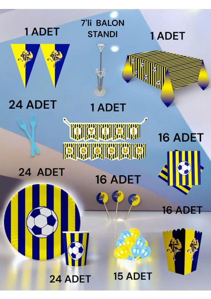 24 Kişilik Lacivert Sarı Taraftar 2xl Paket - Doğum Günü Parti ve Eğlenceli Etkinlikler fiyatları