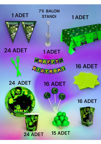 24 Kişilik Hulk Temalı 2xl Paket - Doğum Günü Parti ve Eğlenceli Etkinlikler fiyatları