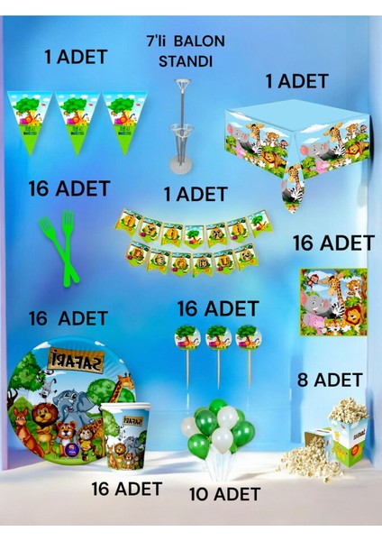 16 Kişilik Safari Temalı 2xl Paket - Doğum Günü Parti ve Eğlenceli Etkinlikler