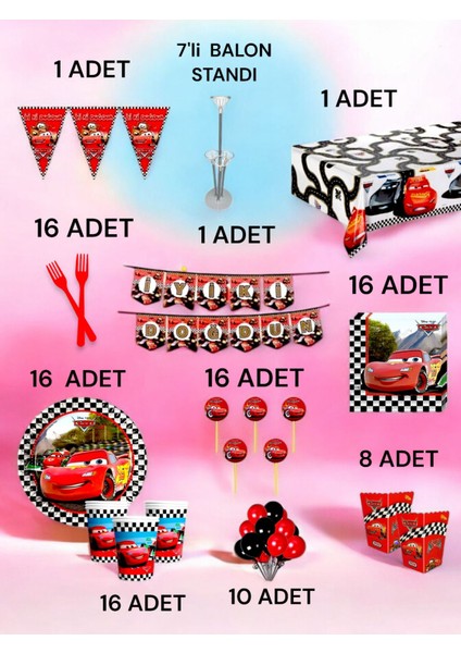 16 Kişilik Cars Temalı 2xl Paket - Doğum Günü Parti ve Eğlenceli Etkinlikler fiyatları