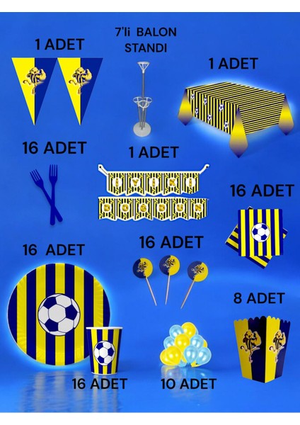 16 Kişilik Lacivert Sarı Temalı 2xl Paket - Doğum Günü Parti ve Eğlenceli Etkinlikler