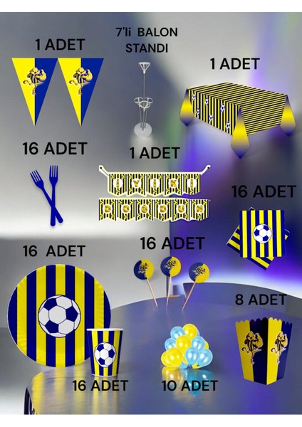 16 Kişilik Lacivert Sarı Temalı 2xl Paket - Doğum Günü Parti ve Eğlenceli Etkinlikler fiyatları