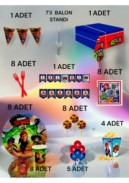 8 Kişilik Brawlstars Temalı 2xl Paket - Doğum Günü Parti ve Eğlenceli Etkinlikler