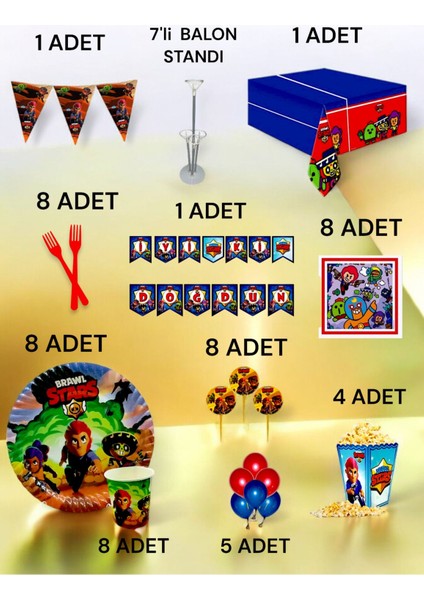 8 Kişilik Brawlstars Temalı 2xl Paket - Doğum Günü Parti ve Eğlenceli Etkinlikler fiyatları