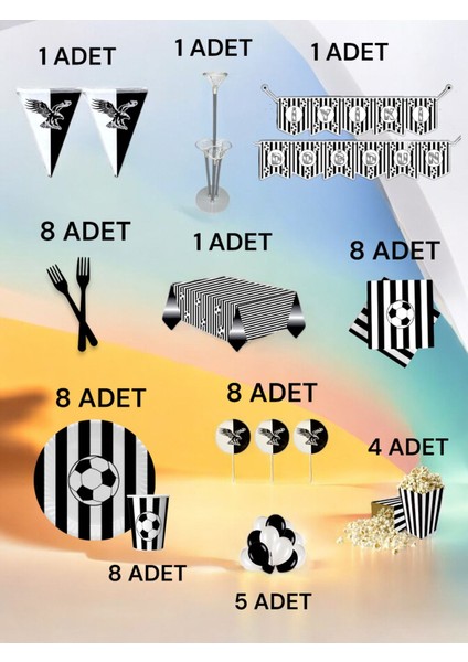 8 Kişilik Siyah Beyaz Taraftar 2xl Paket - Doğum Günü Parti ve Eğlenceli Etkinlikler fiyatları