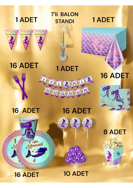 16 Kişilik Deniz Kızı Temalı 2xl Paket - Doğum Günü Parti ve Eğlenceli Etkinlikler fiyatları