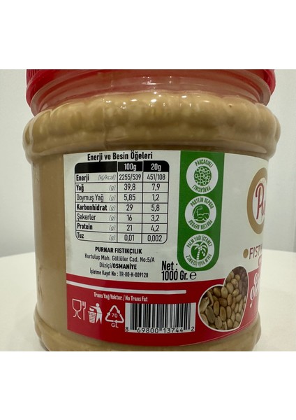 Şekerli Fıstık Ezmesi 1000 gr