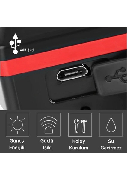 Güneş Enerjili Usb Şarjlı Led Bisiklet Feneri 120db Korna Ön Far Işığı
