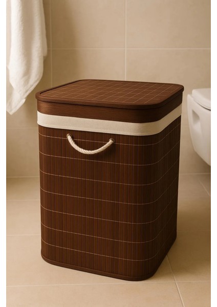 Bambu Çamaşır Sepeti 52X32X60 Beyazlar/renkliler Ayrı BÖLMELI-100 Lt Büyük Boy