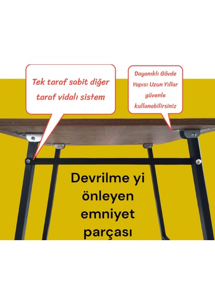 Metal Ayaklı Katlanır Kamp Balkon Bahçe Piknik Masa Sehpa