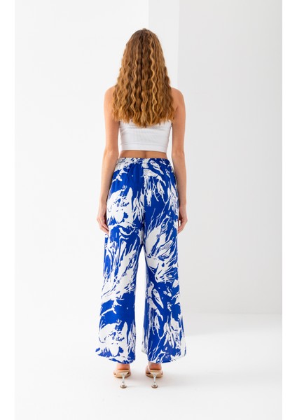 Kadın Saks Beyaz Zarf Kapaklı Içe Katlamalı Içi Şortlu Viskon Dokuma Şalvar Pantolon modelleri