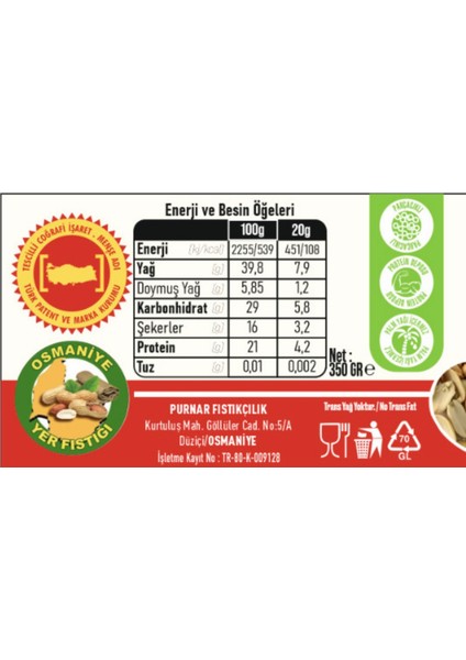 Şekerli Fıstık ezmesi 350 gr