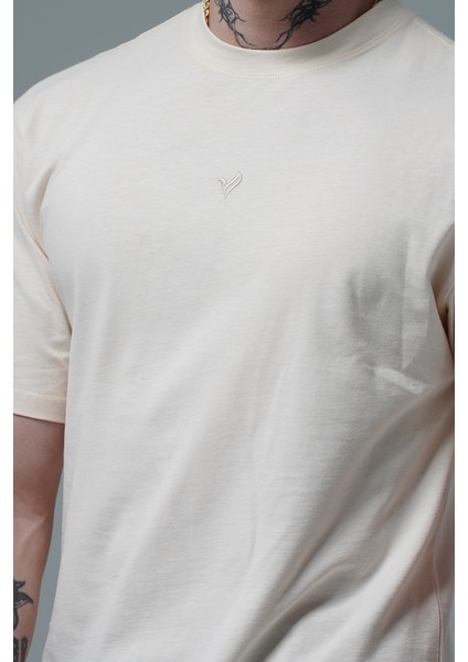 Pure Comfort - Bej Rahat Kesim %100 Pamuklu Basic Erkek Tişörtü fiyatları