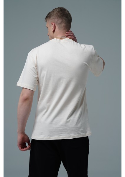 Pure Comfort - Bej Rahat Kesim %100 Pamuklu Basic Erkek Tişörtü modelleri