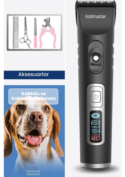Pasha LED Ekran 10 In 1 Ayarlanabilir Şarjlı Kedi Köpek Tıraş Makinesi Evcil Hayvan Tüy Kesme Apara