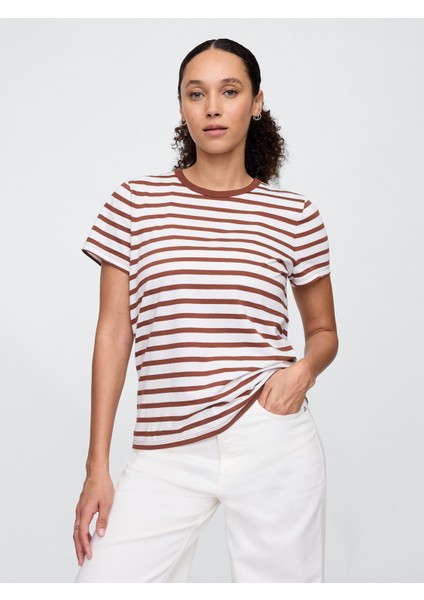 Kadın Kahverengi Crew T-Shirt