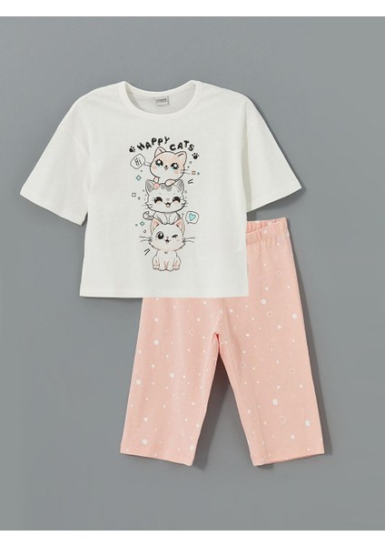 Bisiklet Yaka Baskılı Kız Çocuk Pijama Takımı (S5)